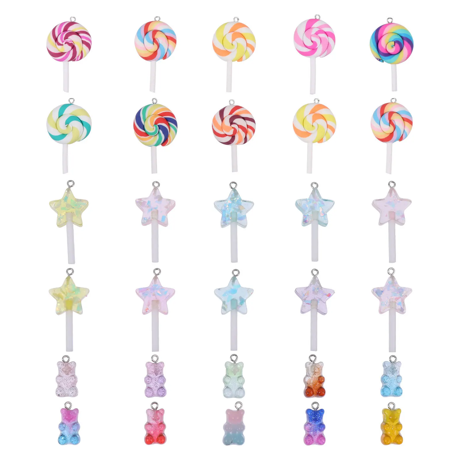 

30Pcs Resin Pendants Jewelry Making Kit Colorful Sweets Charms for Bracelets Earrings Keychain Multi-Purpose Decor