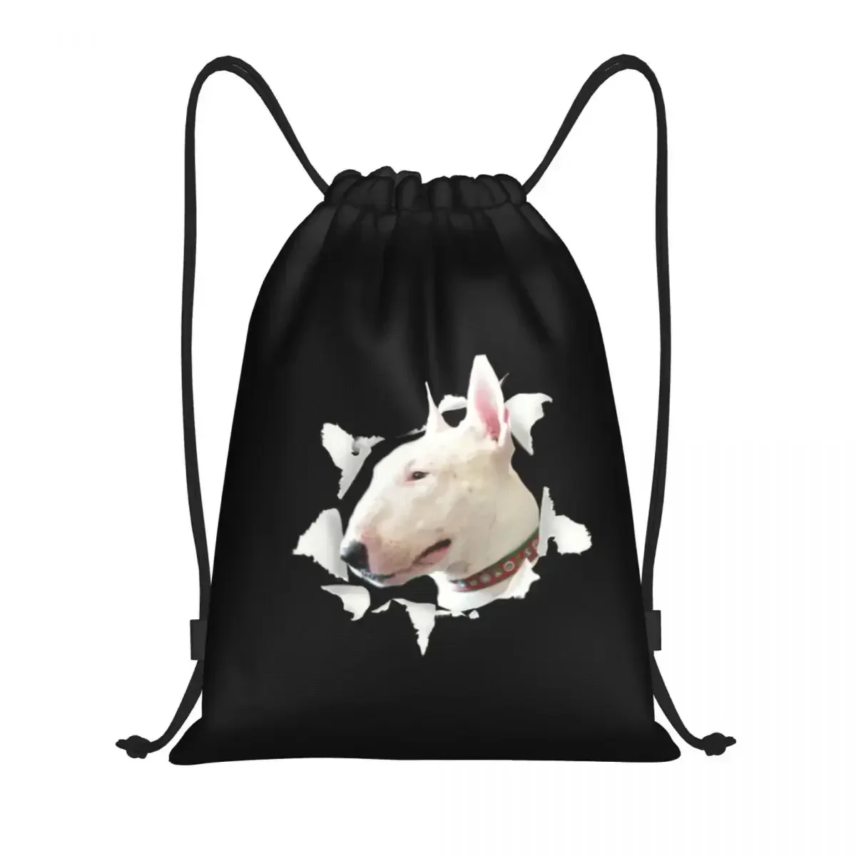 Funny Bull Terrier Dog Drawstring Bags Women Men Foldable Sports Gym Sackpack Pet Training Storage Backpacks