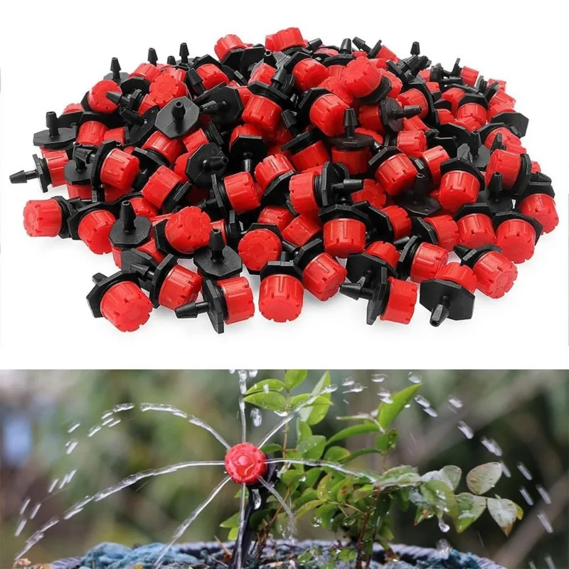 A84X-Sprinkleler Drip Irrigation Nozzles 100Pcs 360 Degree Adjustable 1/4 Inch Emitters For Watering System Drippers