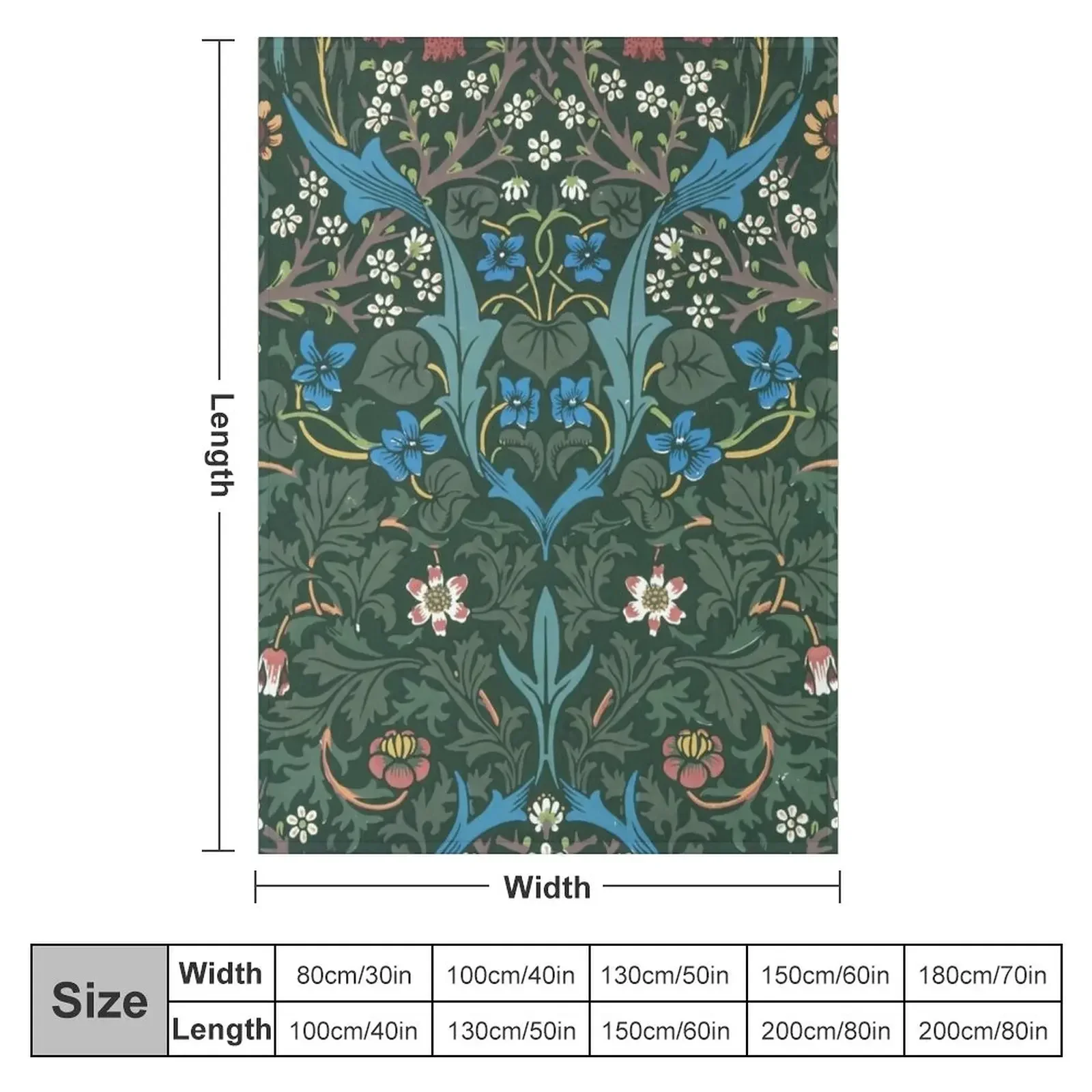 William Morris Blackthorn Pattern, 1892 Throw Blanket Loose halloween Furrys Decorative Throw Blankets