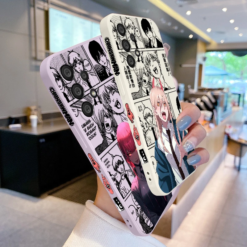 Anime Chainsaw Man Phone Case For Samsung A55 A53 A33 A52 A32 A71 A51 A21S A35 A25 5G Liquid Left Rope Funda