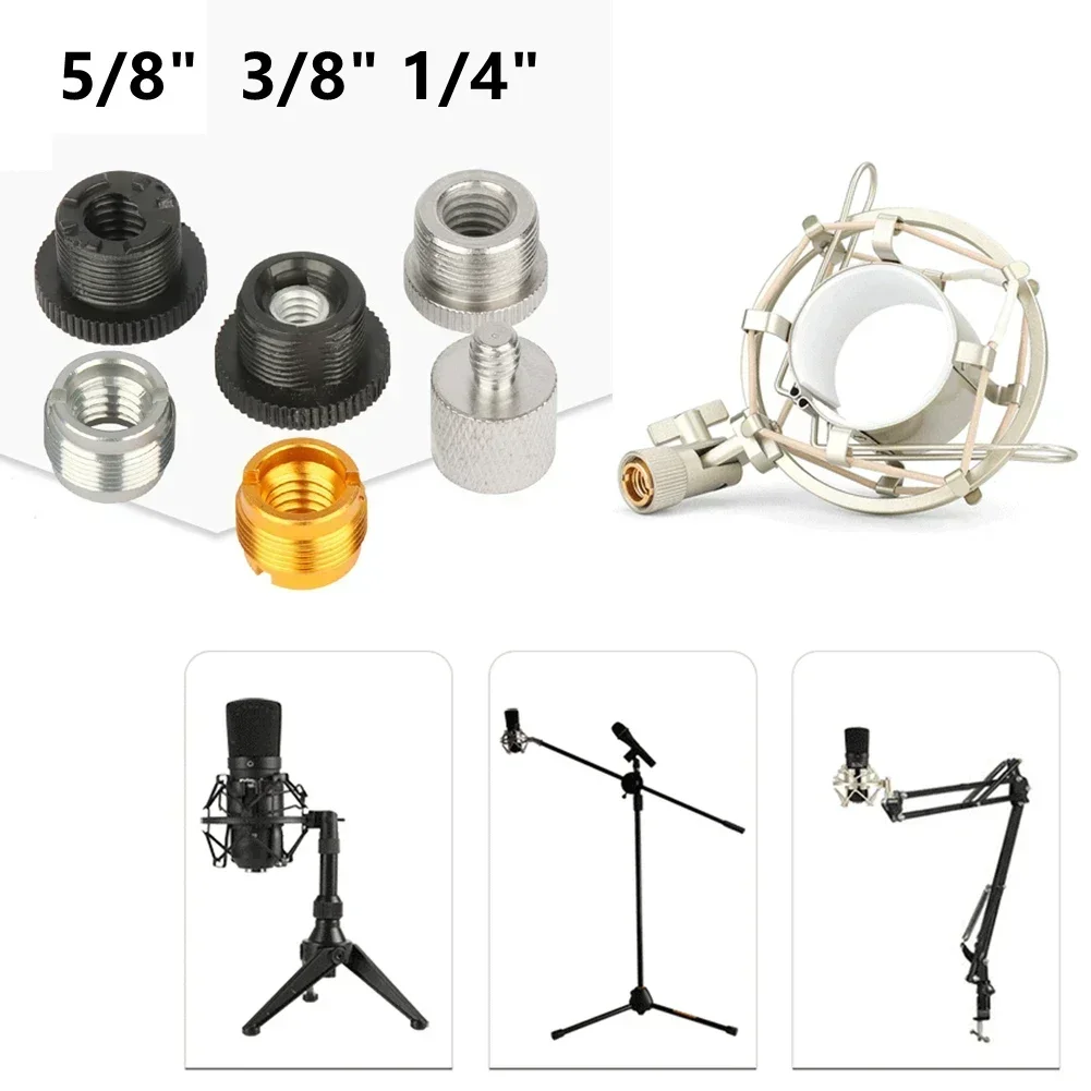 High Quality 5/8Male To 3/8 1/4  Aluminum Alloy Female Threaded Screw Mic Stand Clip Mount Adapter Accessories