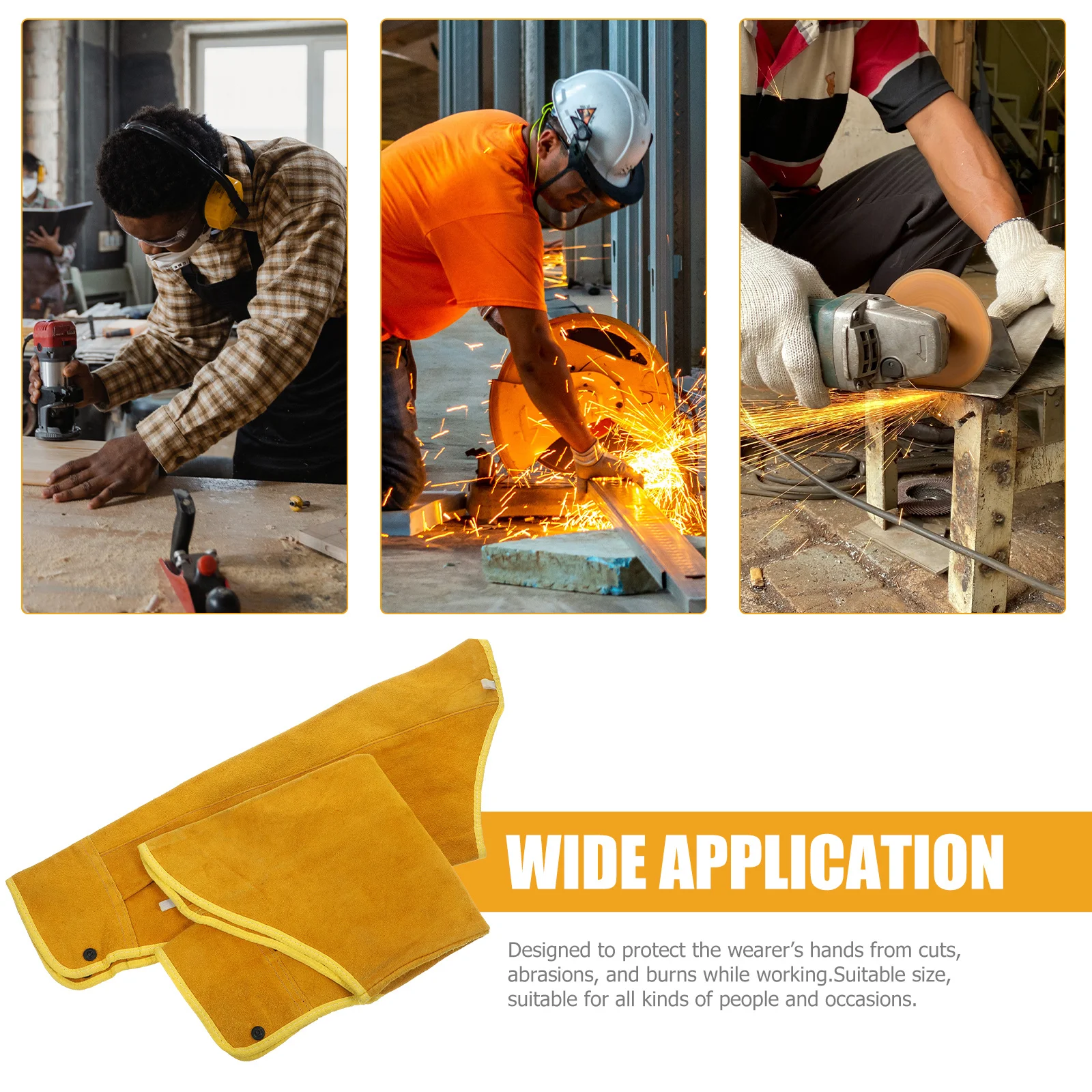 1Pair Protective Oversleeves Heavy Duty Welding Arm Guards Heat Resistant Fireproof Workwear Accessory for Industrial Use Yellow