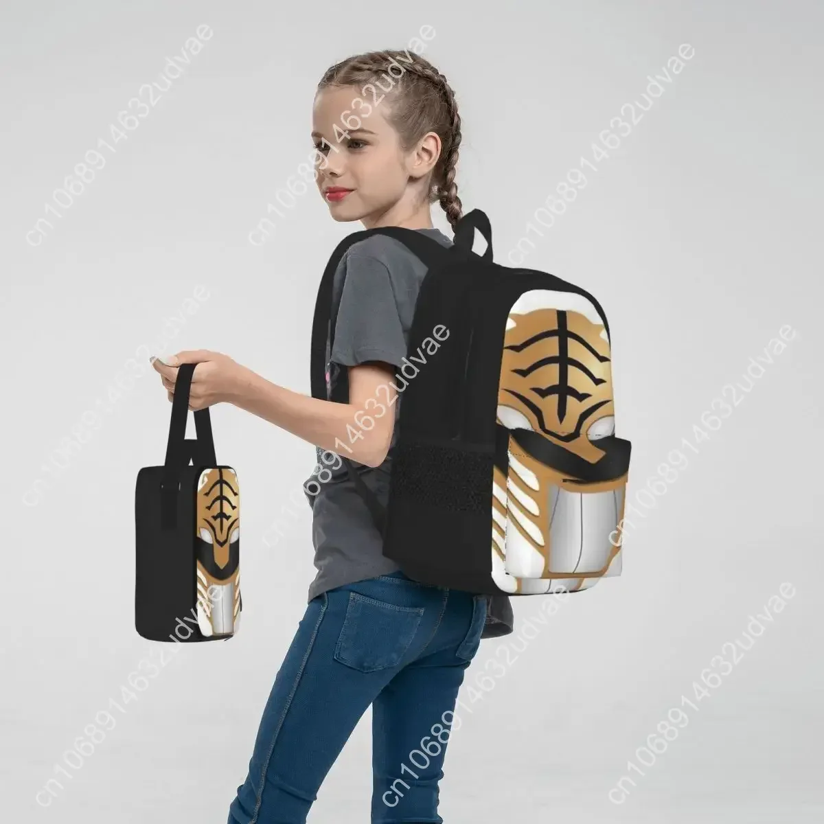 Mighty Morphin Power Ranger Backpacks Boys Girls Bookbag Students School Bags Kids Rucksack Lunch Bag Pen Bag Three-Piece Set