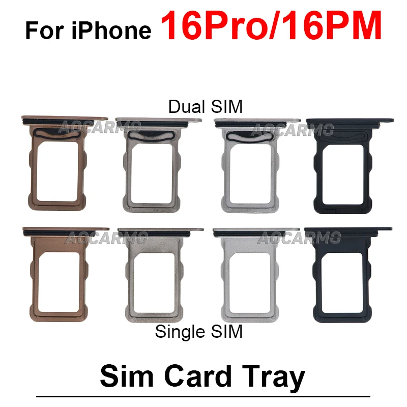 For iPhone 16Pro Max 16 Pro Dual Single SIM Card Sim Tray Holder Slot Black Natural Desert White Titanium Replacement Parts