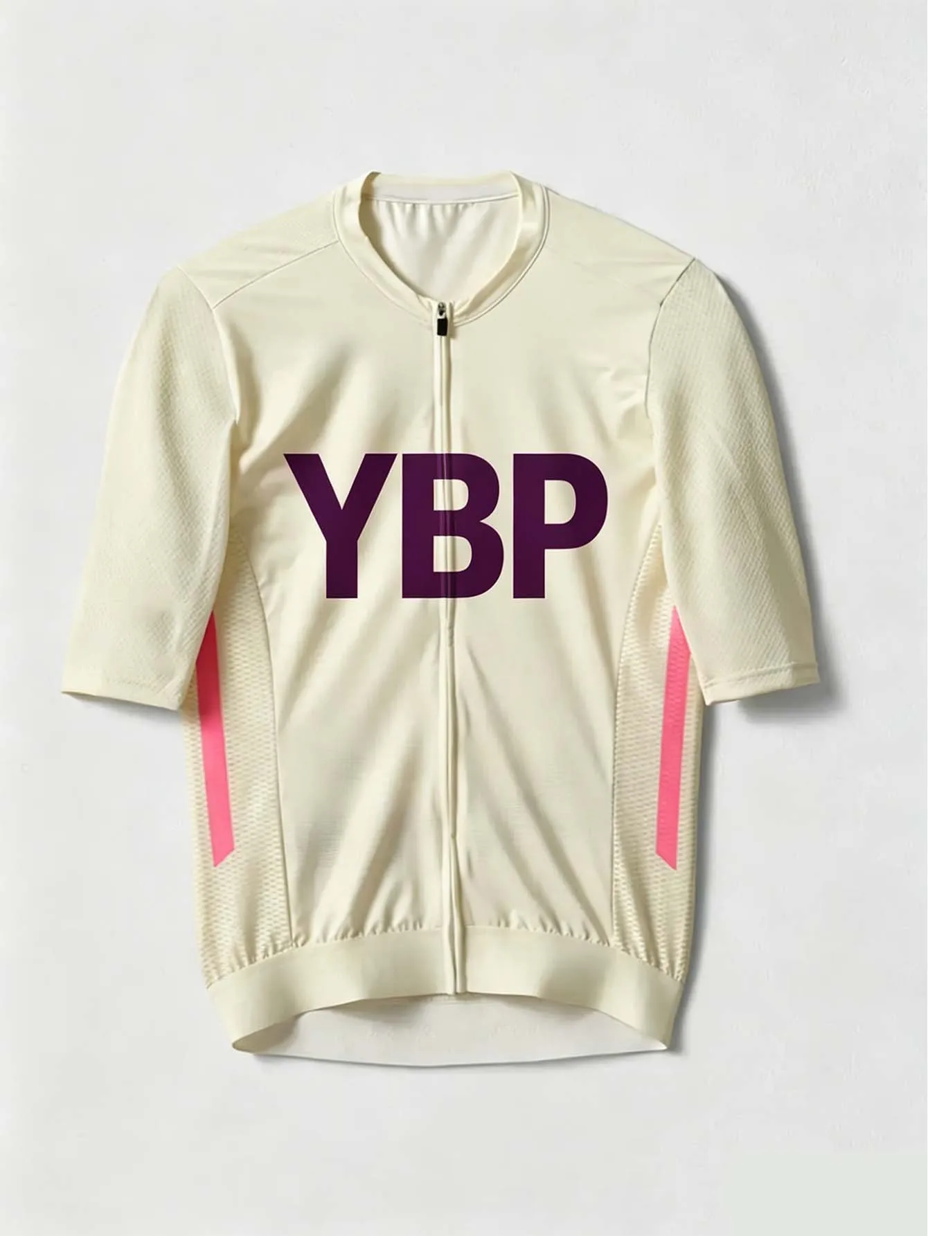 

Full Zip Crewneck Men's Cycling Jersey with Letter Print, Breathable Quick Dry Cycling Shirt
