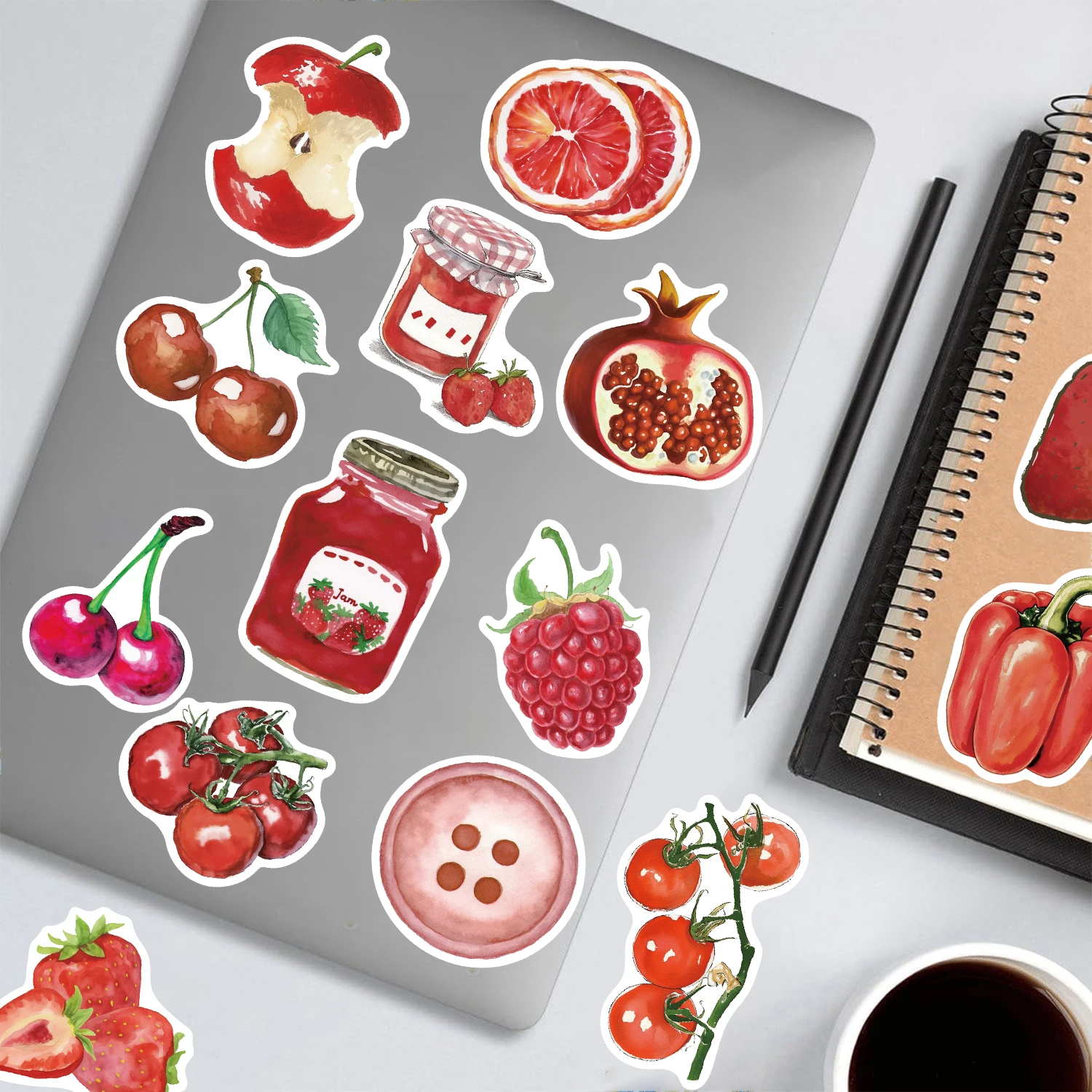 50PCS Cute Cartoon Cherry Downtown Stickers Scrapbook Notebook DIY Phone Guitar Aesthetic Gifts Suitcases Creative Stickers