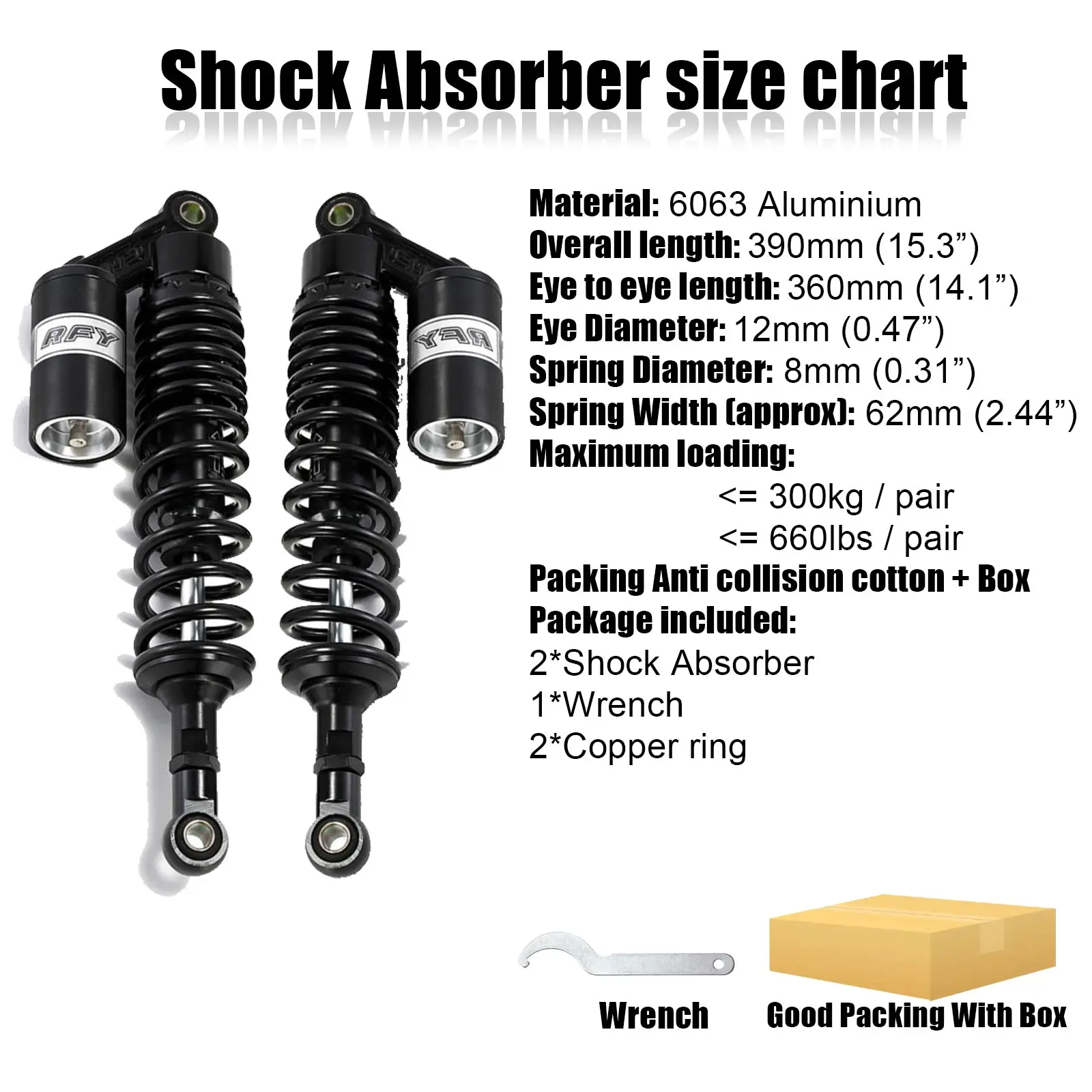 360mm 14.17inch Motorcycle Front Rear Air Shock Absorbers Suspension Gas Cylinder Spring For Motorcross Dirt Bike Motor ATV Quad