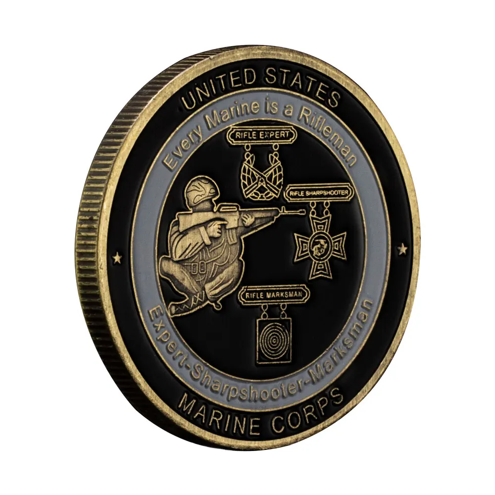 Moneda conmemorativa chapada en cobre militar del Rifleman, experto de recuerdo del Cuerpo de Marines de EE. UU., Sharpshooter, Marksman cada marina es un Rifleman