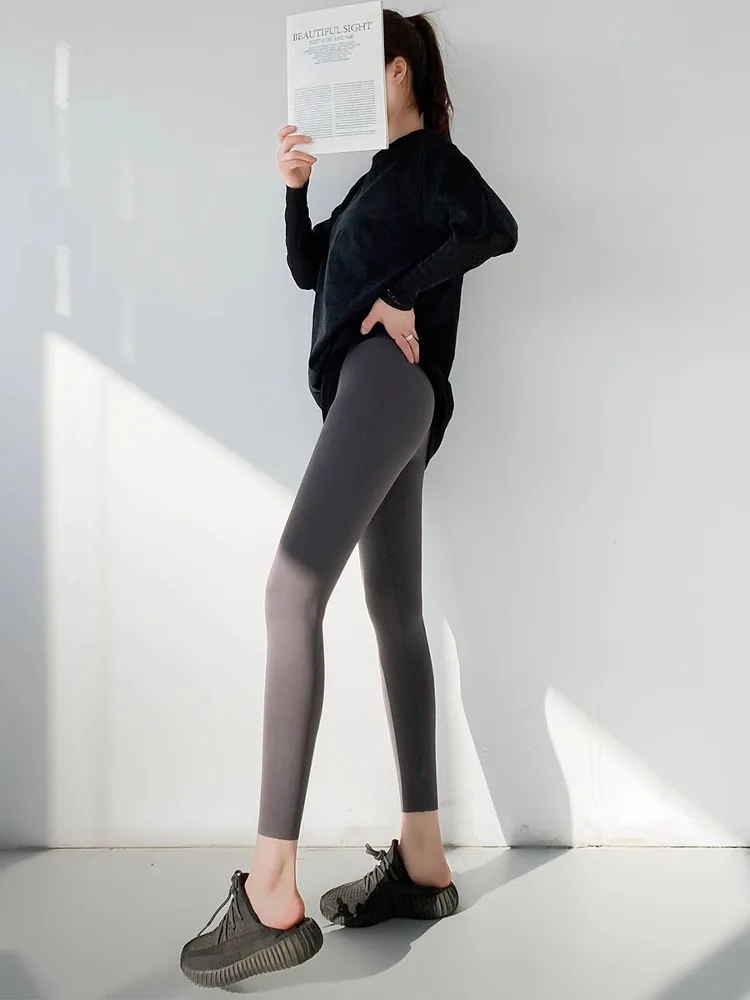 Yogabroek van ijszijde met hoge taille, dunne zomerfitbroek, damesbovenkleding, basislaagbroek, strakke cropbroek