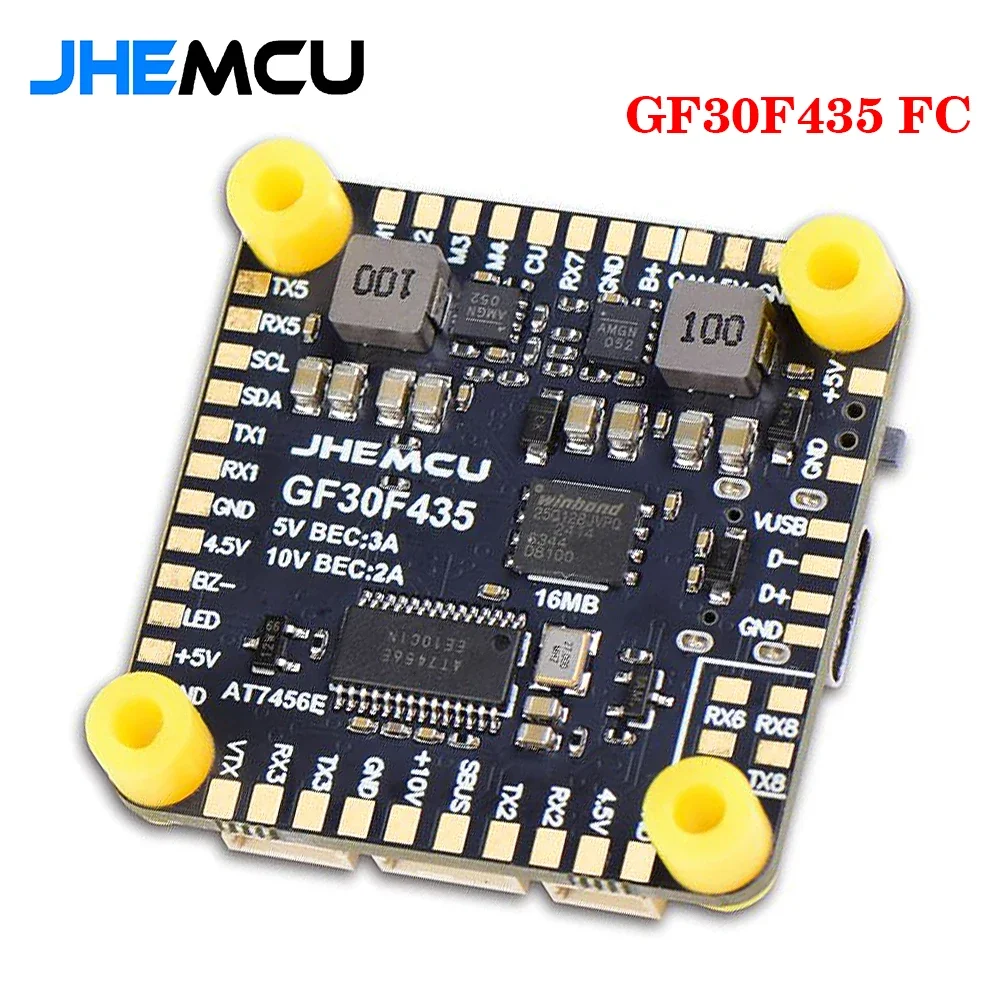 

Контроллер полета JHEMCU GF30F435 ICM42688P с поддержкой OSD GPS с черной коробкой 16 МБ барометр SPL06 3-6S 30,5 мм x 4 мм для RC FPV Drone