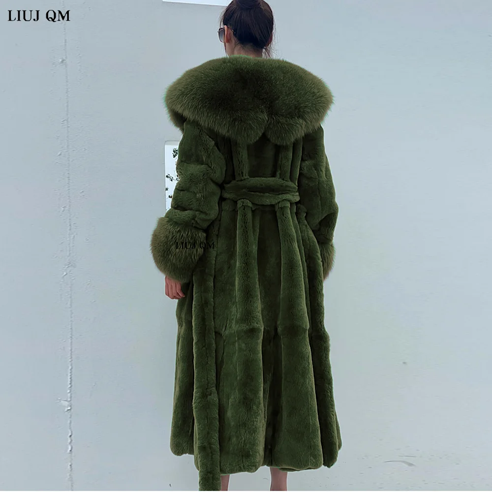 Oversize Faux Fur Coat Winter Clothing Women Long Faux Fox Fur Jacket Fashion Parka Plush Coats Lady Warm Jacket With Belt 2022