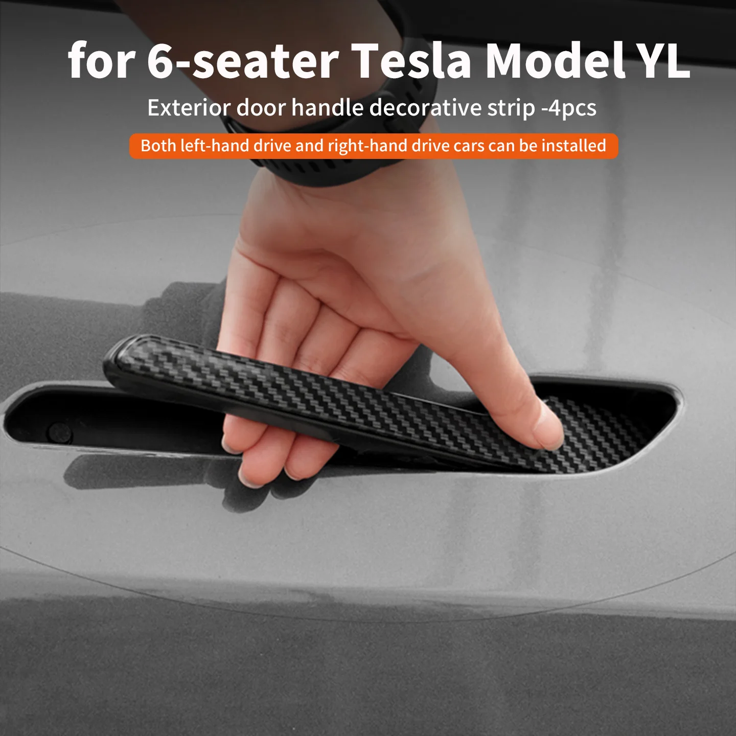 Passend für Tesla Model YL (erneute Version) und Model 3: Carbonfaser-Optik Türgriff-Verkleidung Modifikationszubehör