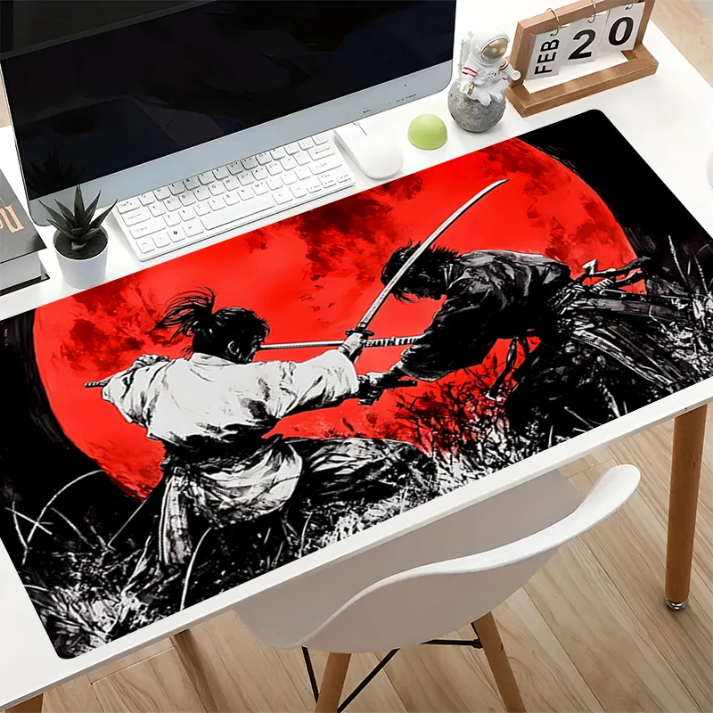 Cool Mouse Pads E-sports Players Gamer Keyboard Pad 90x40cm Japanese Samurai Warrior Mousepads Rubber Office Computer Desk Mat