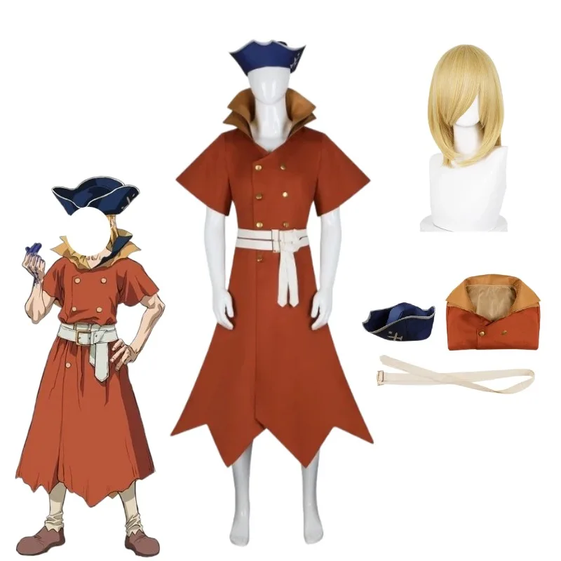 Anime Nanami Ryusui Cosplay Costume Long Coat Hat Belt Suit Red Jacket Wig Men Women Halloween Carnival Party Roleplay Outfits