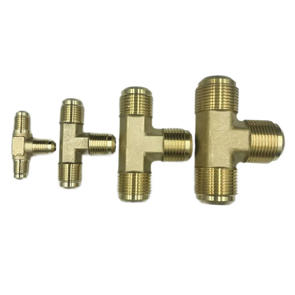 Passend für 1/4 Zoll, 3/8 Zoll, 1/2 Zoll, 3/4 Zoll Rohr, SAE-Standard-Flare-Stecker, Messing-T-Stück, 3-Wege-Rohrverschraubung, Verbindungsadapter für Klimaanlage – Detail 5