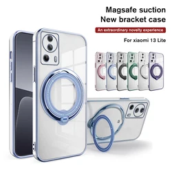 Plating Rotating Stand Case For Xiaomi 13 Lite 11T 12T Pro For Magsafe Wireless Charging Magnetic Lens Protection Cover Mi13 Pro