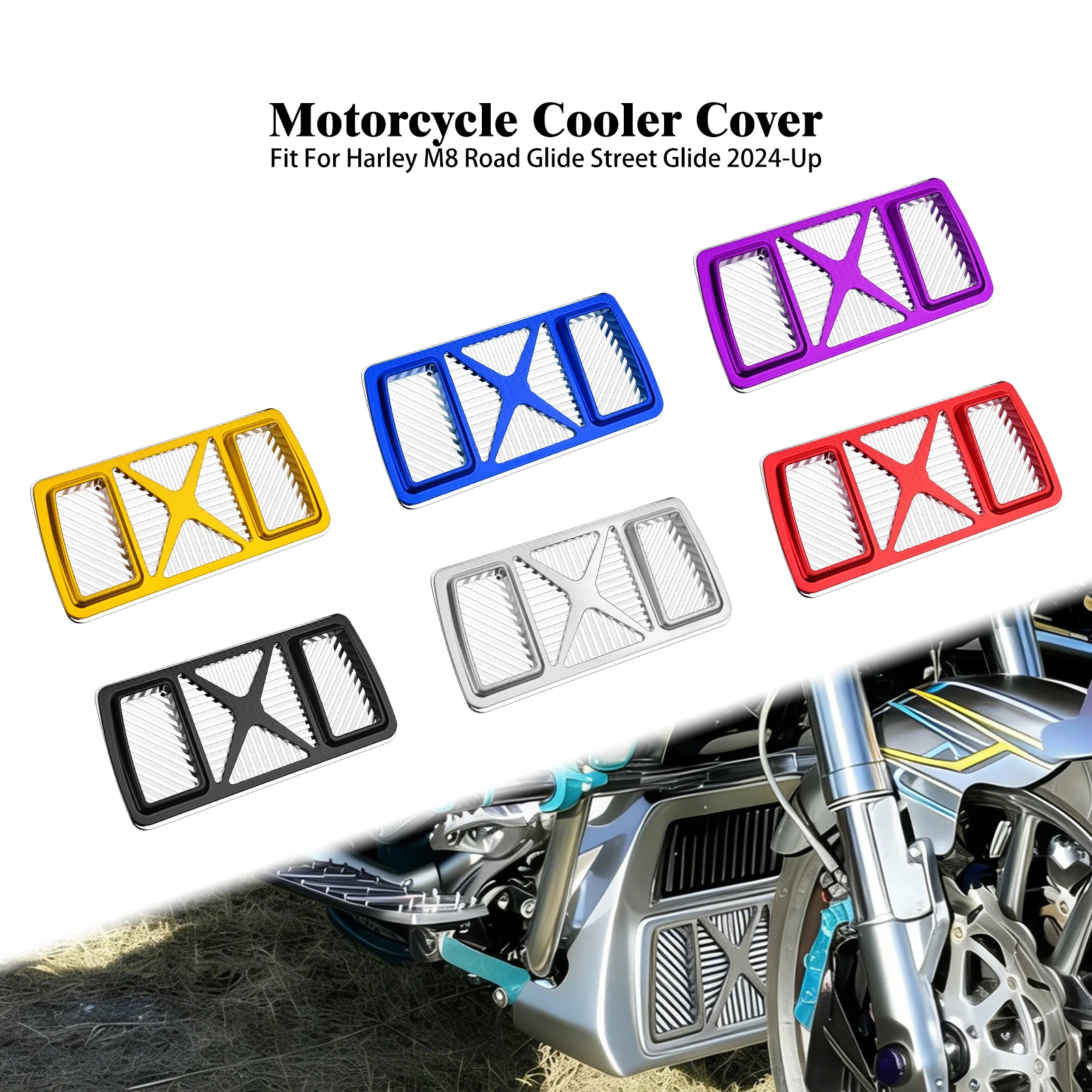 

Motorcycle Cooling Radiator Guards Aluminum Cooler Cover For Harley Touring M8 Road Glide Street Glide FLHX FLTRX Special 24-Up