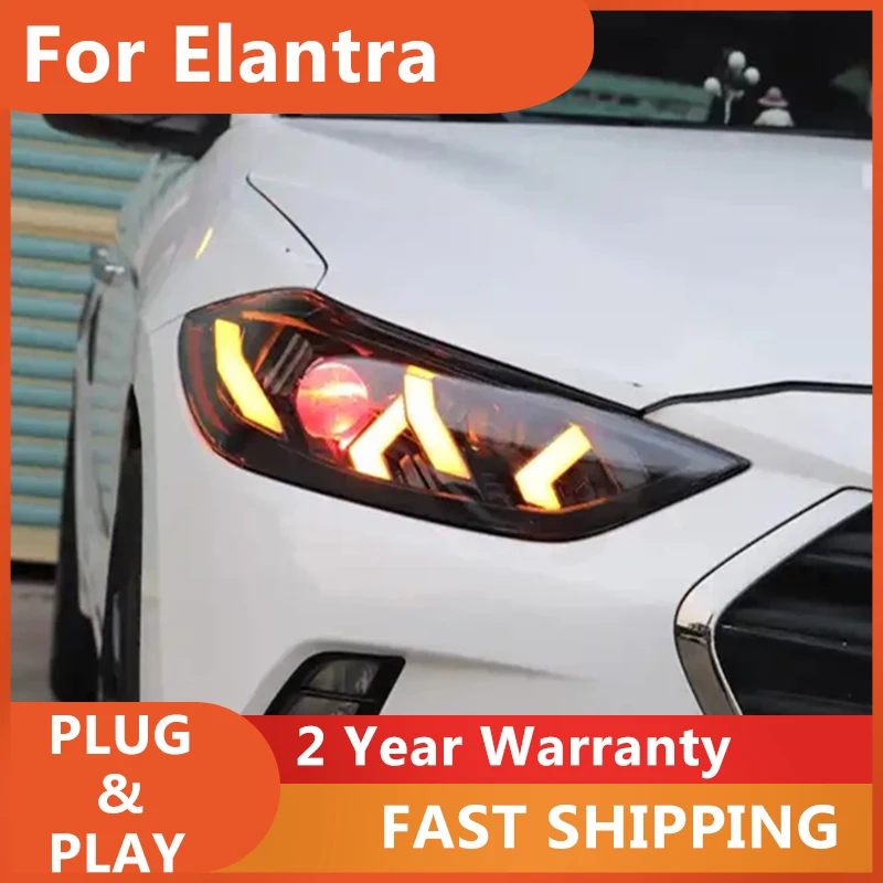 

Car Accessories for Hyundai Elantra Headlight 2016-2020 Elantra Headlamp DRL Turn Signal High Beam Projector Lens