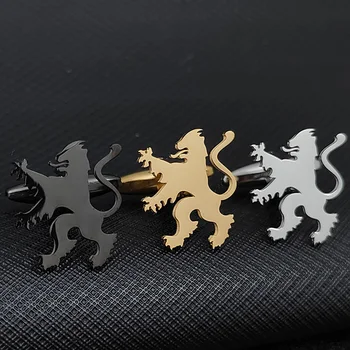 הבציר נירוסטה אריה cufflins חולצה חליפת שרוול שרוול שרוול שרוול עם 18 קאראט מצופה זהב 18 קראט מתנה מצורף
