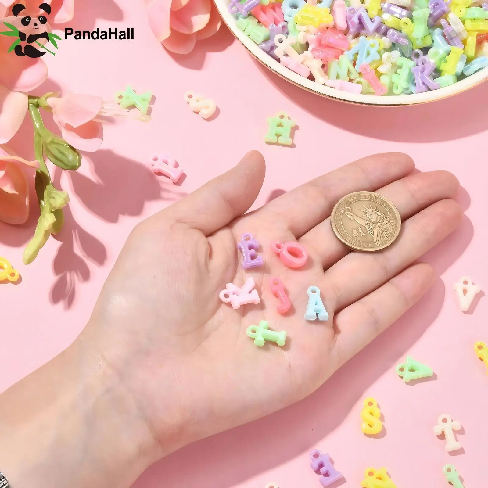 

PandaHall 1000Pcs Random Macaron Color Acrylic Alphabet Charms AB Color Acrylic Letter Charms for Necklace Jewelry Craft Making