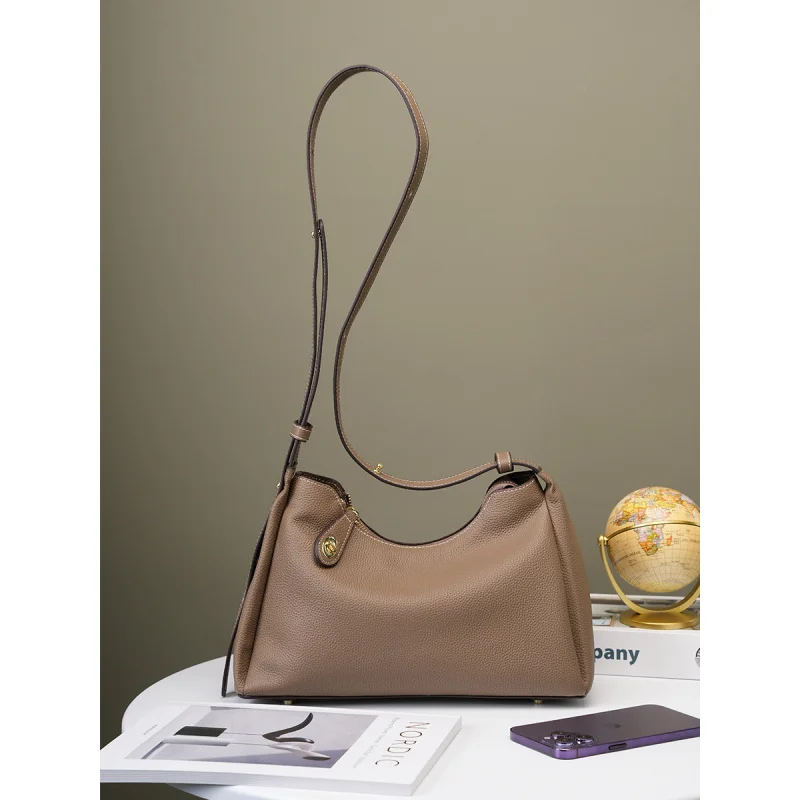 

Genuine Leather Women's Shoulder Bag Creative Design Zipper Lock Female Handbag Cowhide Fashion Crossbody Bags