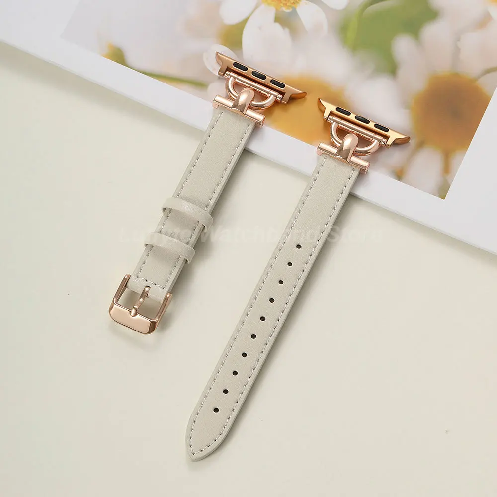 Lederarmband für Apple Watch Serie 11/10/9/8/7/6/5/4 SE, schlankes Lederarmband für 42 mm, 40 mm, 41 mm, 44 mm, 45 mm, 46 mm, Damenarmband