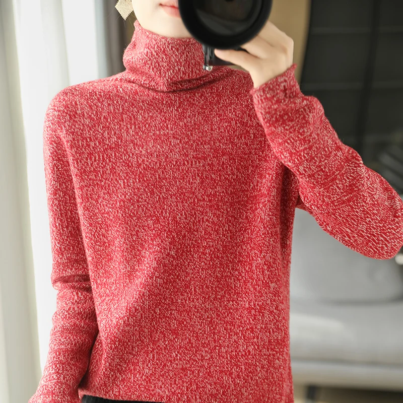 Fancy Yarns Women Sweater Pullover 100% Merino Wool Turtleneck Cashmere Thickening Long Sleeves Winter Warm Female Clothing Tops