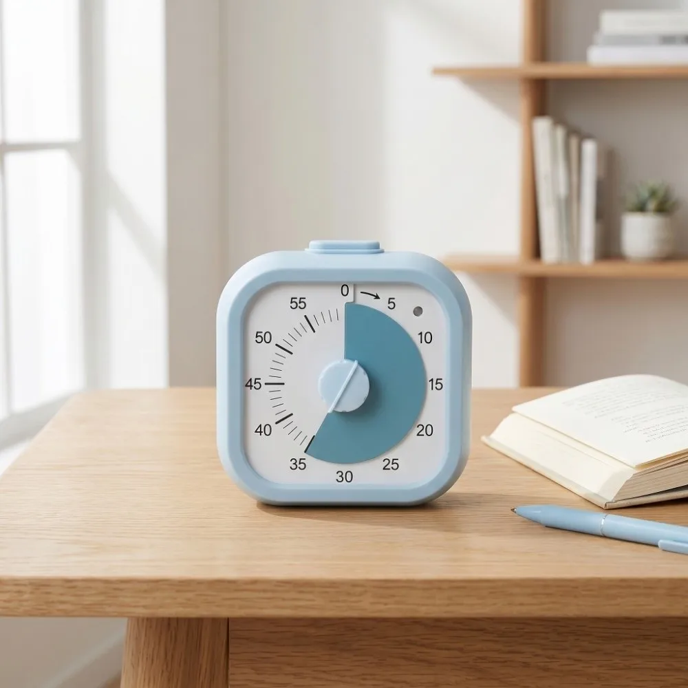 60 Minute Visual Timer Self Discipline Visualization Countdown Alarm Clock Square / Round Design Silent Operation