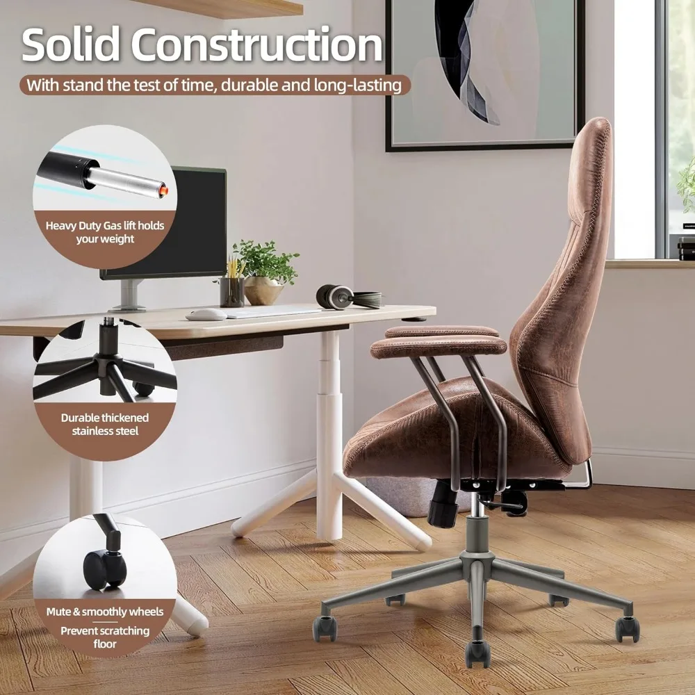 Silla ergonómica de espalda alta para el hogar y la Oficina, sillón ejecutivo para escritorio de ordenador, soporte Lumbar giratorio, silla de tarea para niños de mediados de siglo