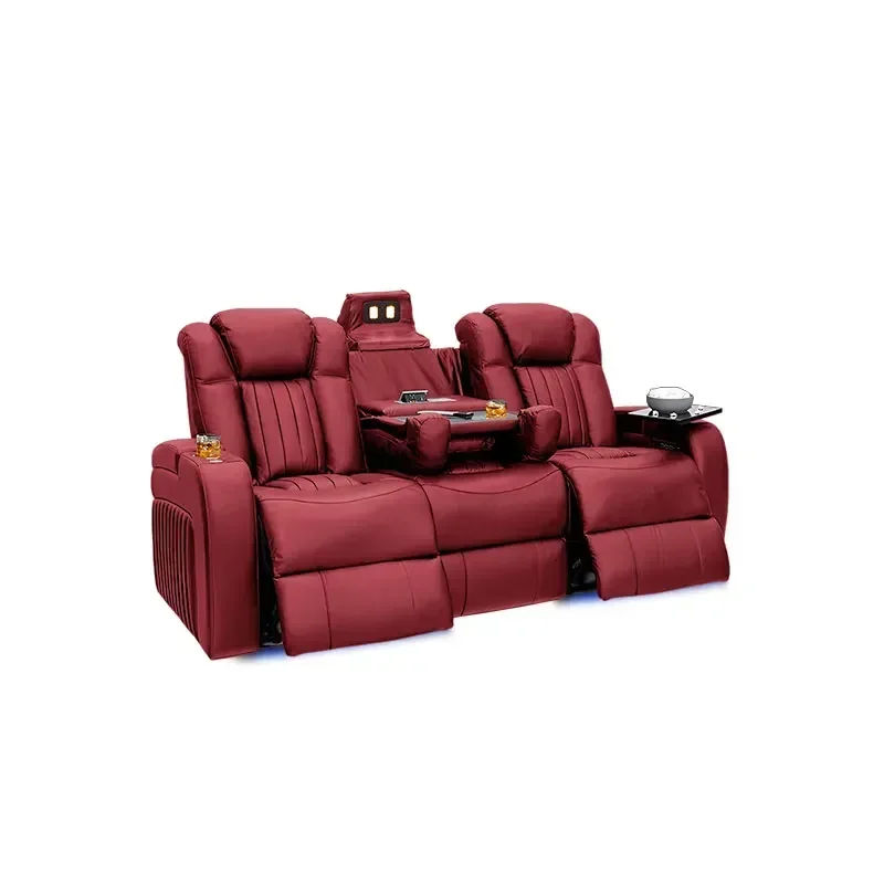Luxury Living Room Leather Sofa First Layer Cowhide Electric Multifunctional Family Theater Sofa
