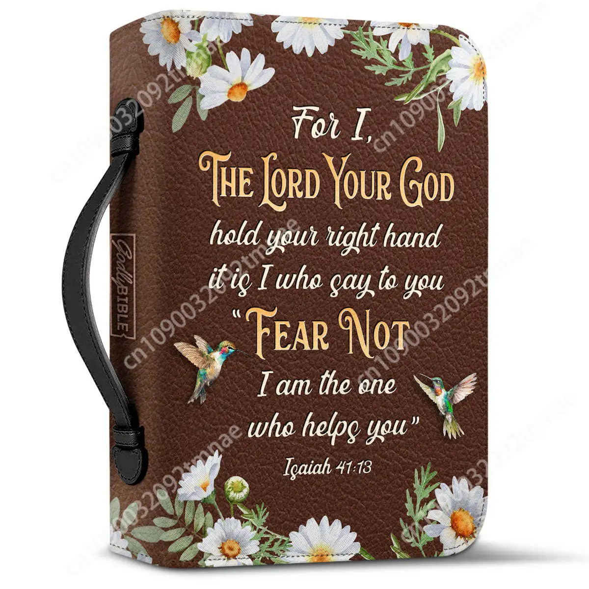 For I The Lord Your God Hold Your Right Hummingbird Custom PU Leather Bible Cover Case for Women Study Book Holy Storage Boxes