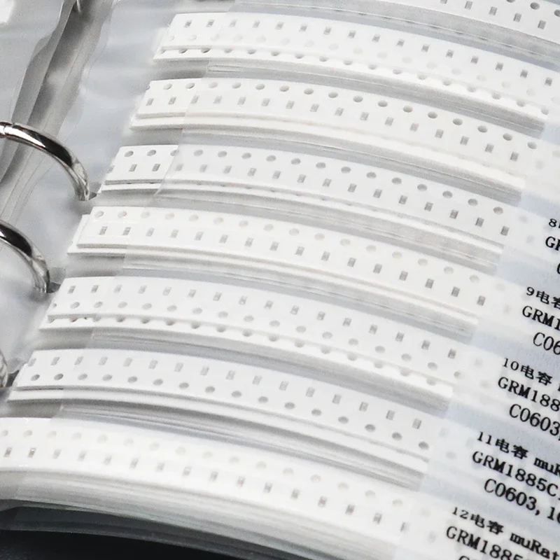 2250pcs 0603 Capacitor Kit 0.5pf ~2.2uF 1 2.2 3.3 5 6.8 10 12 15 22 33 47 68 75 100 330 680PF1 2.2 3.3NF Capacitor Sample Book
