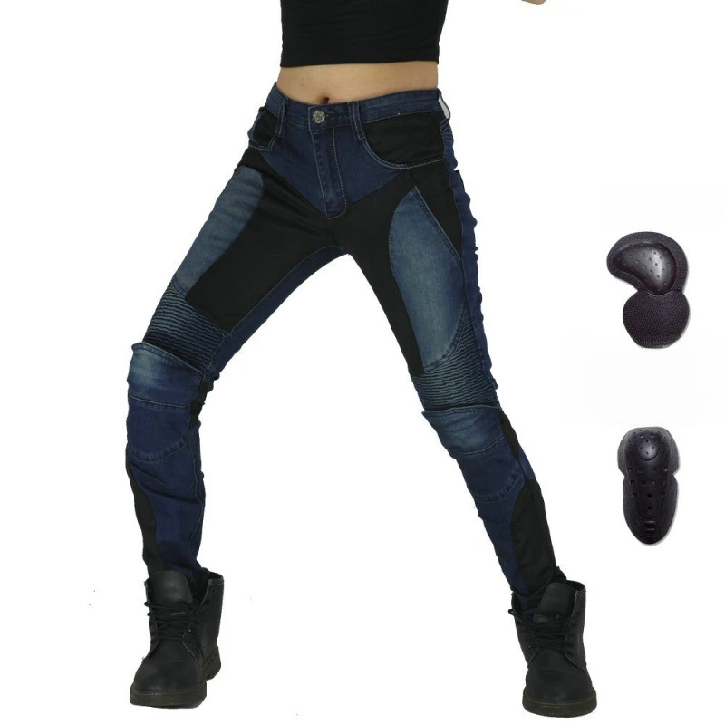

Summer Female Rider Motorcycle Jeans Motorcycle Slim Fit Anti-Fall Pants Breathable Riding Pants