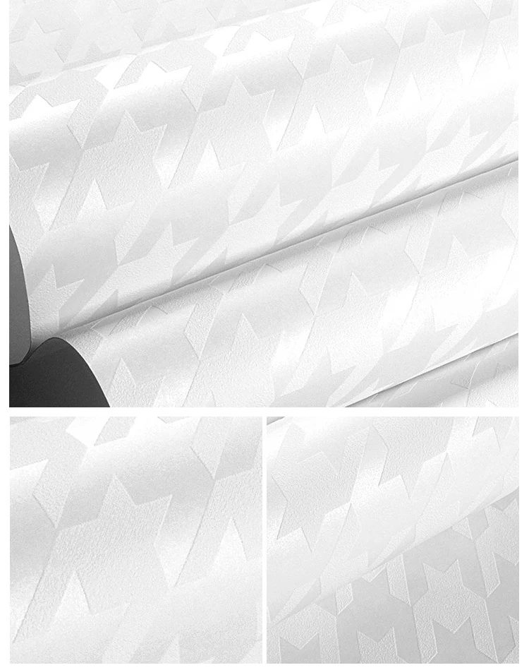 Imagem -03 - Reunindo Branco Houndstooth Wallpaper Roll Papel de Parede Liso Cor Sólida Simples Sala de Estar Bedroon Loja de Roupas 3d