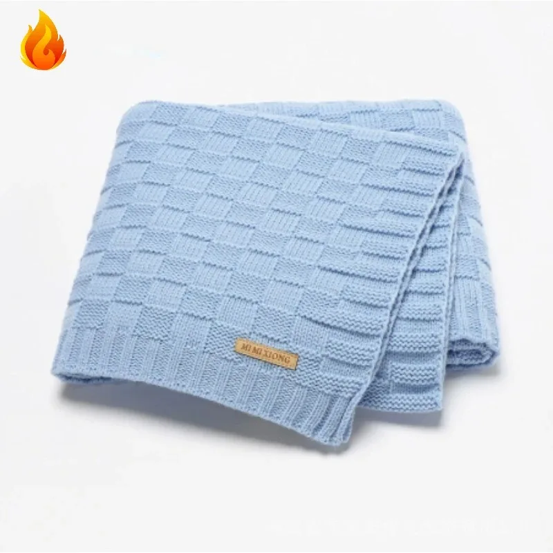 ベビーブランケット-ニット製-ソフトおくるみ-ベビーブランケット-ベビーベッド用-ベビーカー用-ヌードピンク-40x30インチ、新生児用