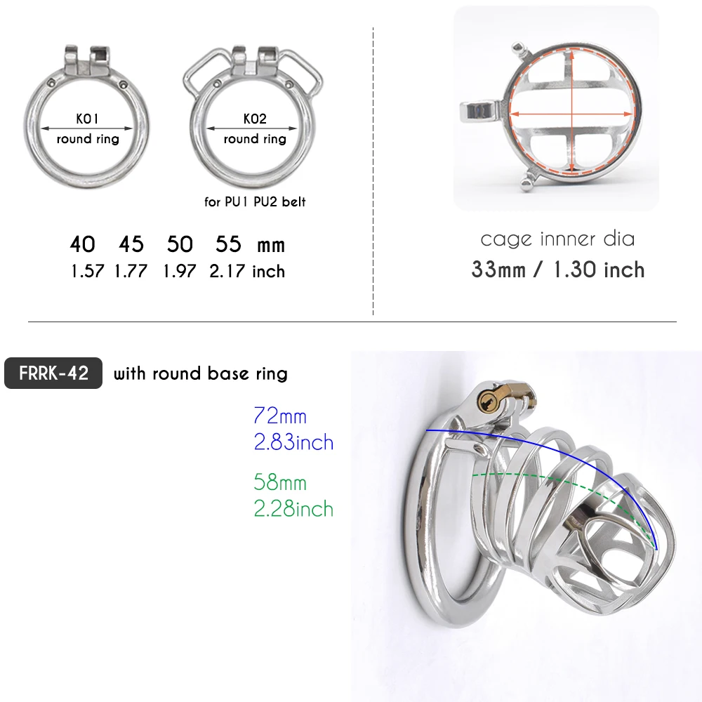 FRRK Male Chastity Penis Cage SG Metal Cock Rings Steel Bondage Devices BDSM Securely Locked Adult Sex Toys for Men CBT Play