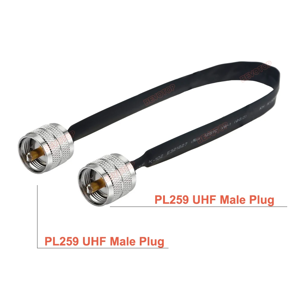 UHF PL-259 UHF Male to UHF Male PL259 Plug Window Pass Adapter RF Coaxial Flat Cable 50 Ohm Coax Pigtail Jumper Cord BEVOTOP