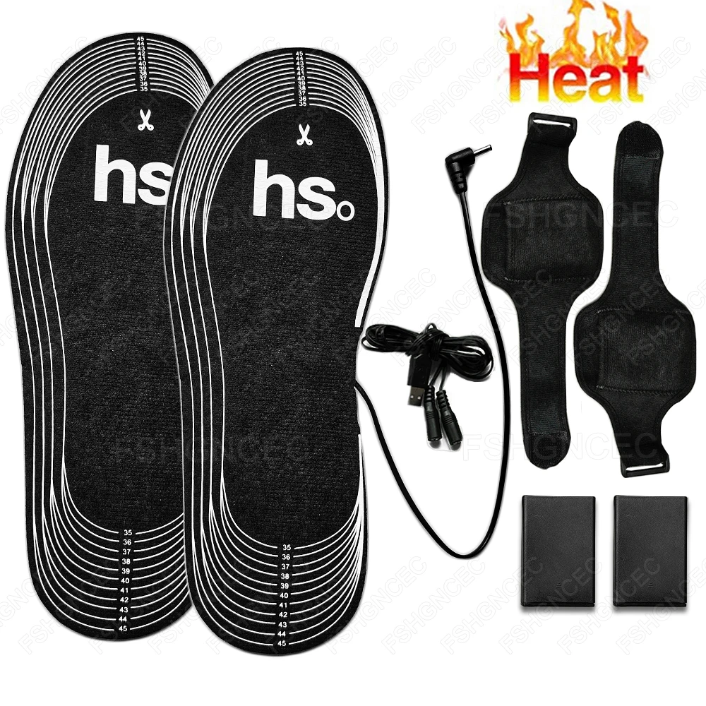 USB Electric Heated Insoles for Sneakers Man Woman Battery Heating Shoe Pad Warm Insoles for Winter Boots Thermal Inner Soles