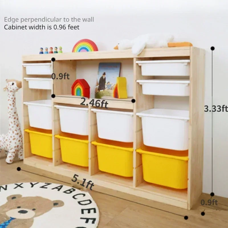 Montessori Toys Wooden Storage Box Organizer Living Room Cabinets Bookshelves for Kids  Cute Shelves  장난감 정리함 전면책장 Meuble