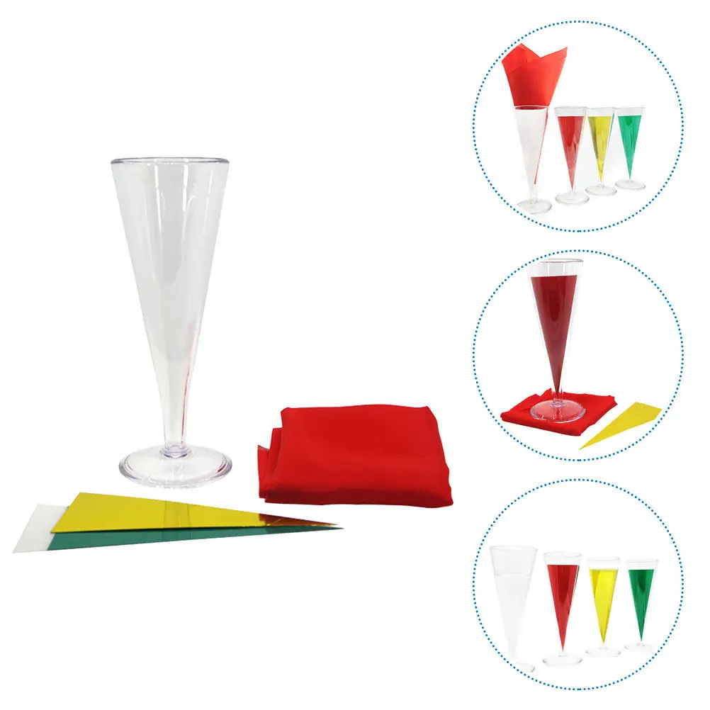 1Set Color Changing Wine Cup Trick Props Compact Light Weight Magician Performance Party Prank Supplies Interactive Fun Gimmick
