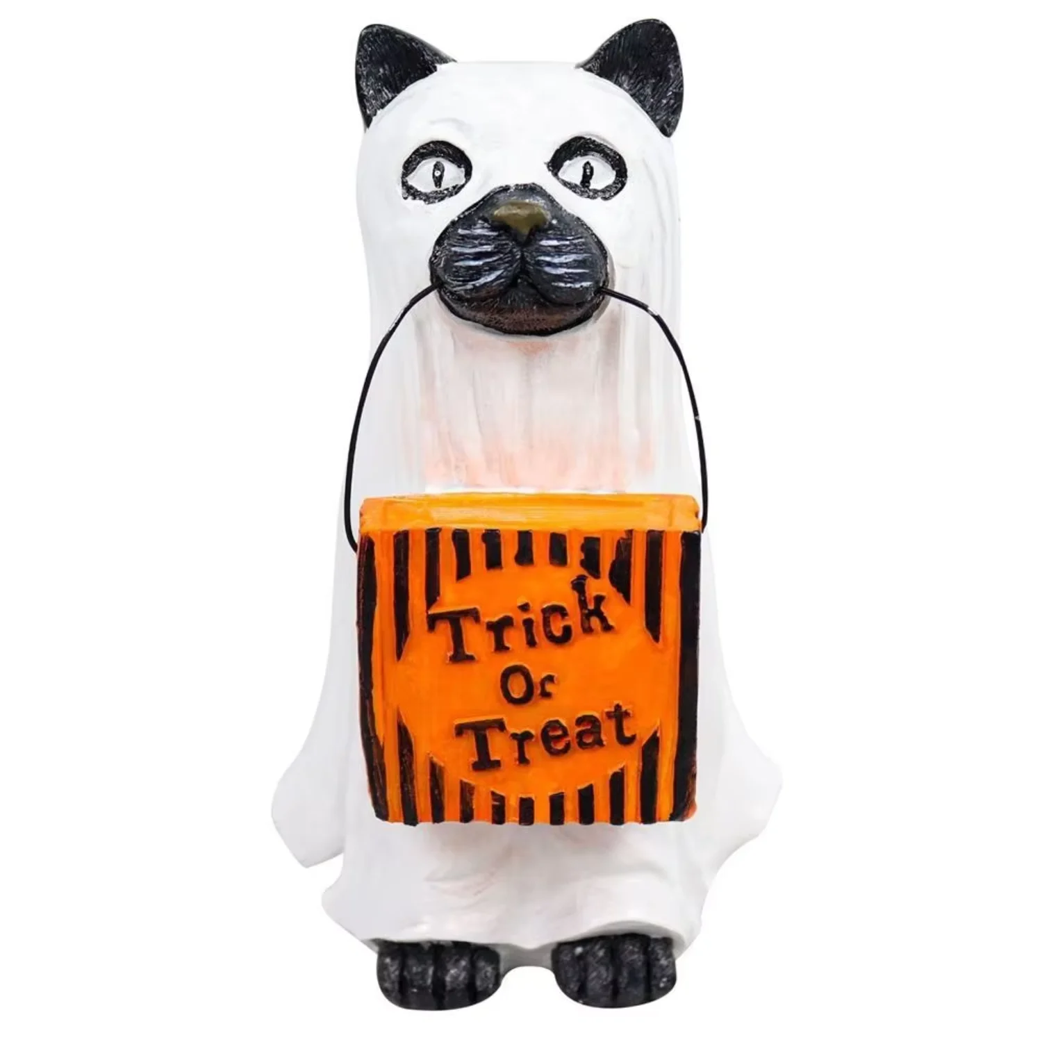 Halloween Outdoor Decoration Resin Figurines Cute Puppy Pumpkin Statue Candy Box Garden Easter Pumpkin Puppy Mischief