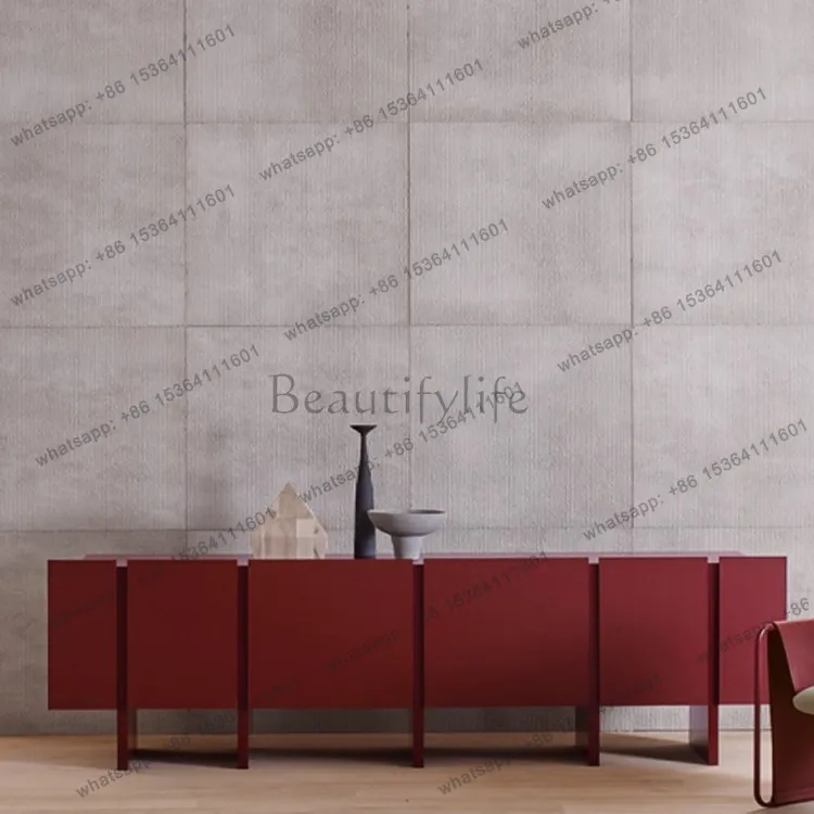 TV cabinet minimalist Nordic minimalist modern living room door thickened engraved paint red cabinet