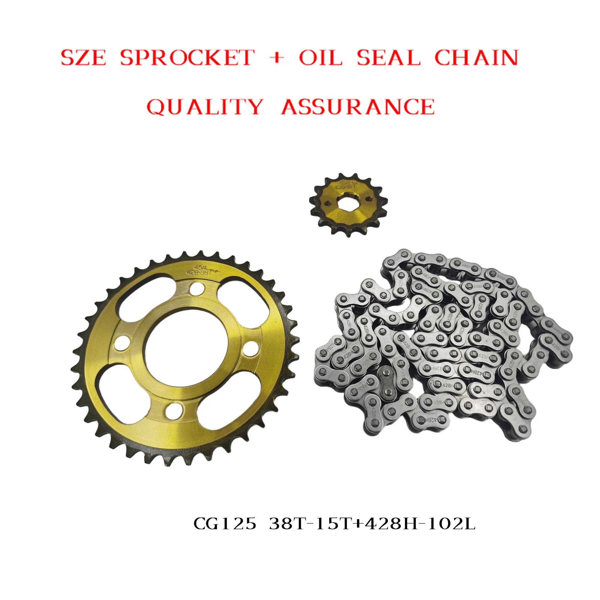 CG125 38T + 15T 428H-102L مجموعة ضرس سلسلة متينة صامتة مجموعة عجلات سلسلة الطيران