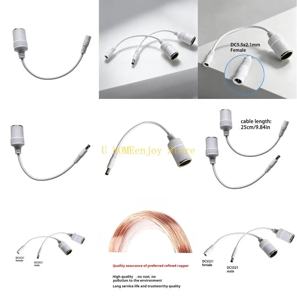 B0KF Auto Outlet Power Cable, 25 Wire with 5.5 X 2.1 Mm End for Light Use