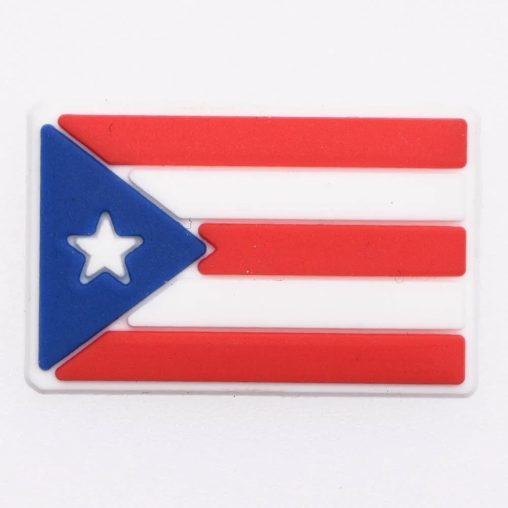 1pcs Puerto Rico Flags Shoe Charms Mixstyle Dogs Cars Musical Instruments Shoe Decoration Colorful Microphone Clog Charms Gifts