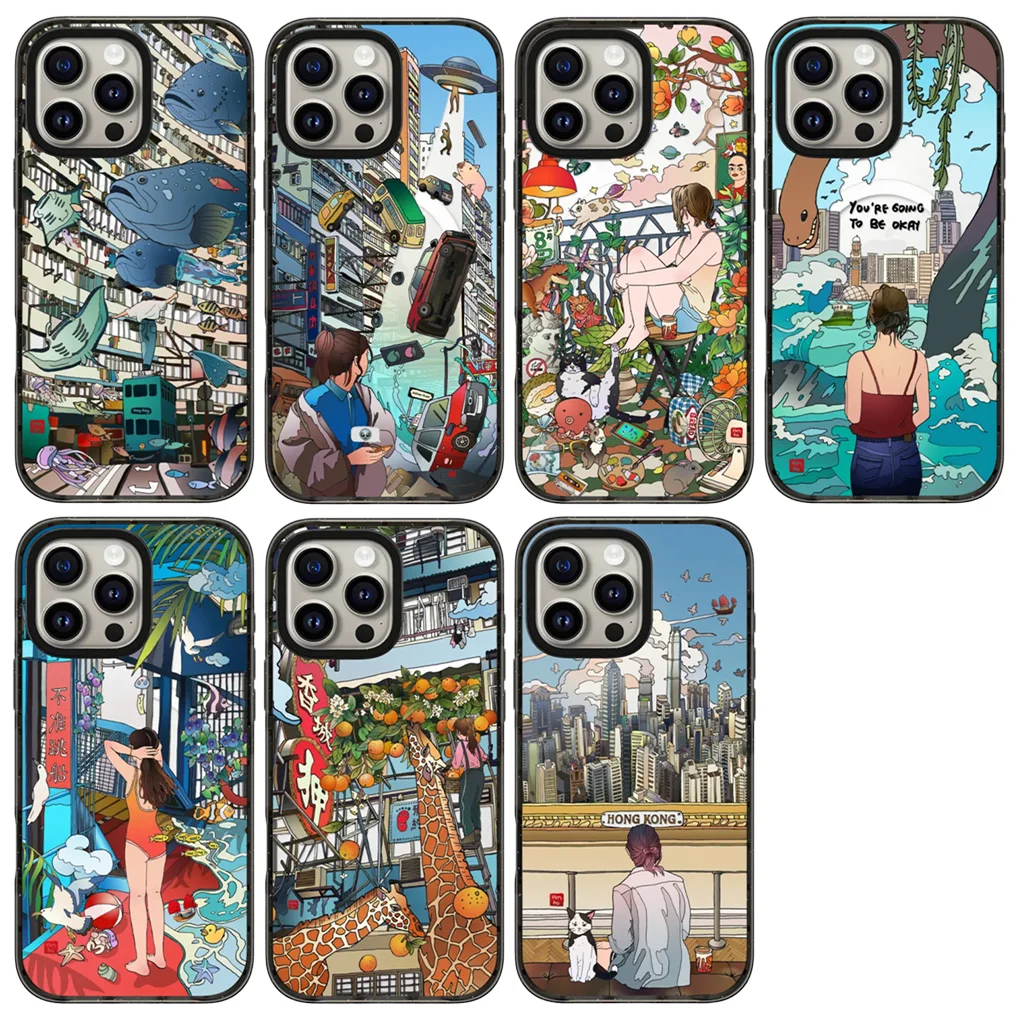 

Fantasy City Black Acrylic Border Magnetic Case: Compatible with IPhone 12 13 14 15 16 17 Pro Max