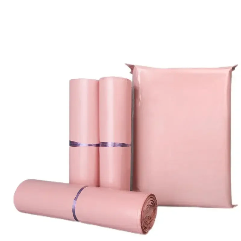 

50 pink packaging storage bags, PE plastic express shipping bags, self-adhesive sealed pockets, shipping bags