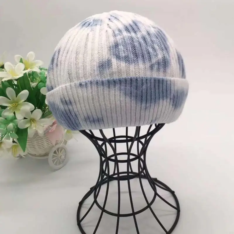 للجنسين الشتاء الدافئة مضلع متماسكة قبعة قبعة التدرج التعادل صبغ الهيب هوب الجمجمة قبعة