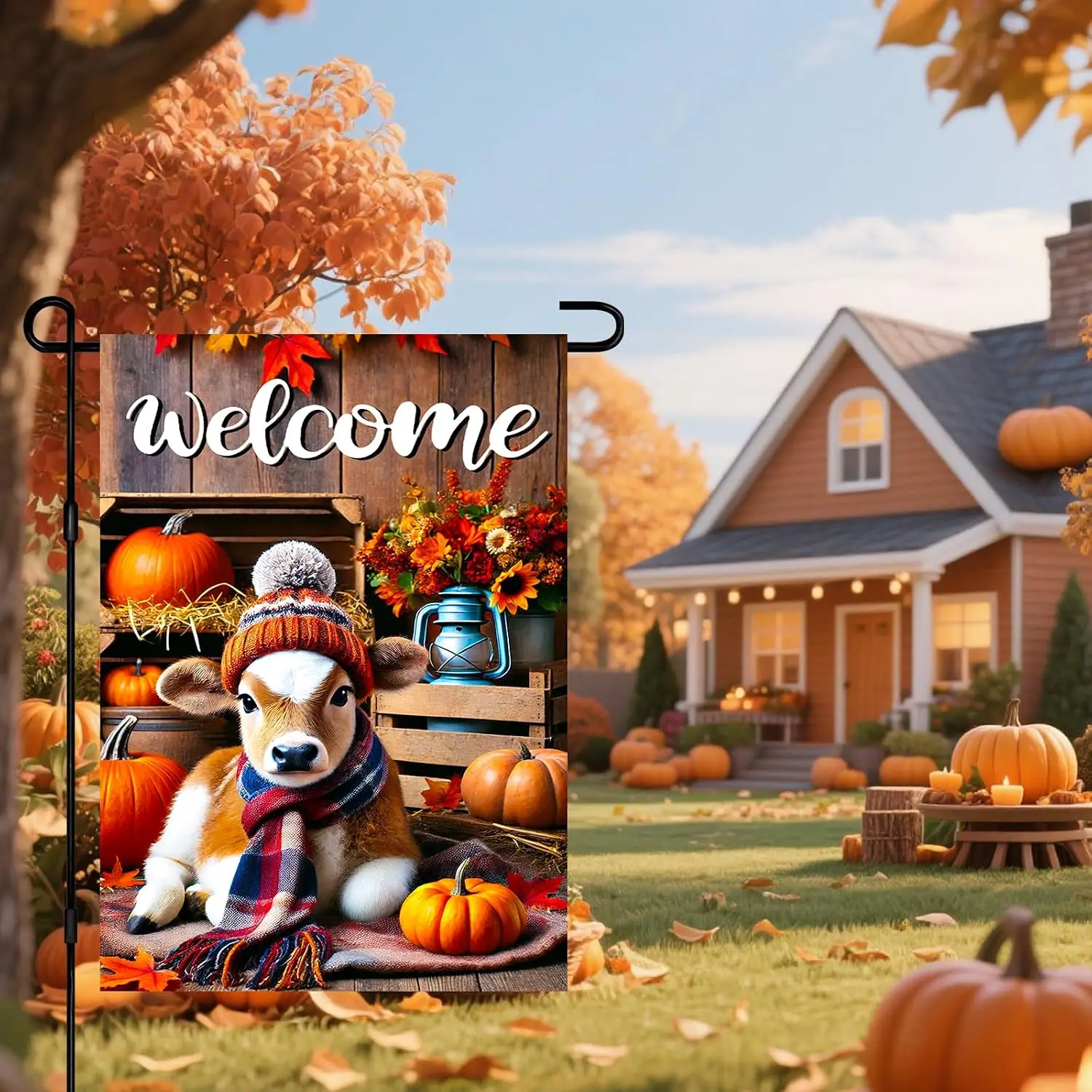 Fall Garden Flag 12x18Inch Welcome Yorkshire Terrier Decor